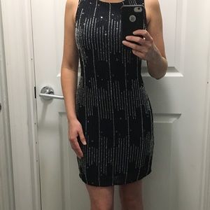 Aidan Mattox Black and Silver Dress